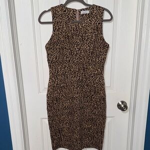 Calvin Klein Brown Leopard Print Midi Dress